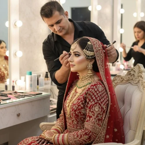 Aesthetic & Beauty presents elegant barat bridal makeup in Peshawar — flawless HD bridal look with traditional Pakistani wedding style, glowing skin, and luxury beauty finishing.