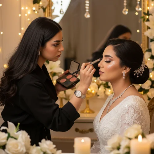 Subtle and graceful Nikkah and engagement bridal makeup look.